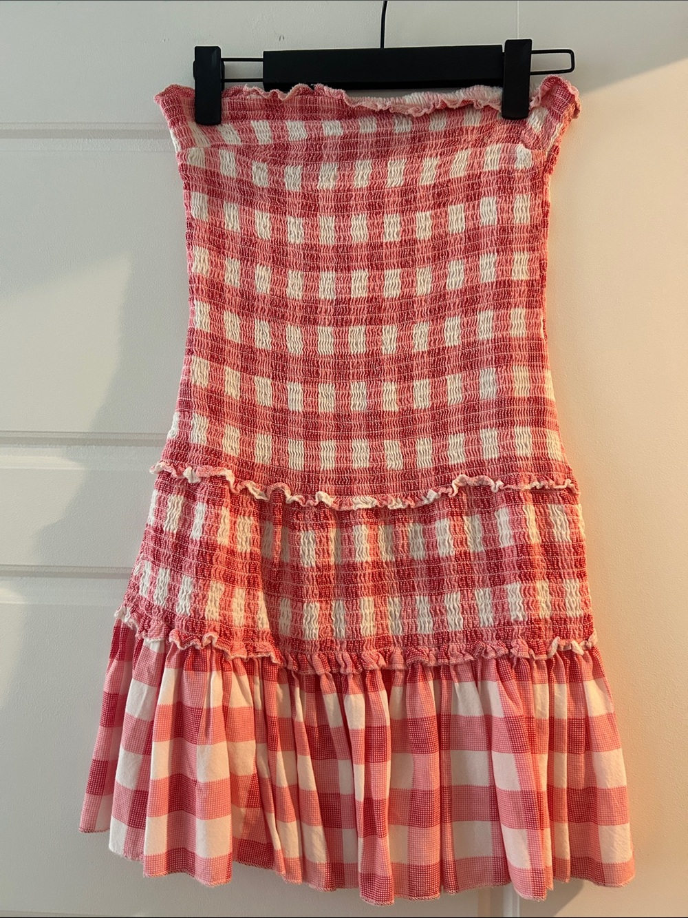 Sincerly Jules Pink and Cream Gingham Smocked Sundress - Picture 1 of 2